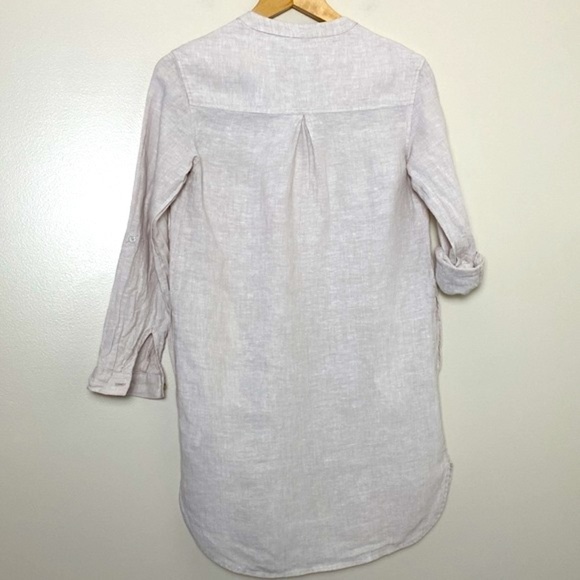 Tahari Linen V Neck Button Roll Up Sleeve Tunic Size XS - Picture 6 of 7